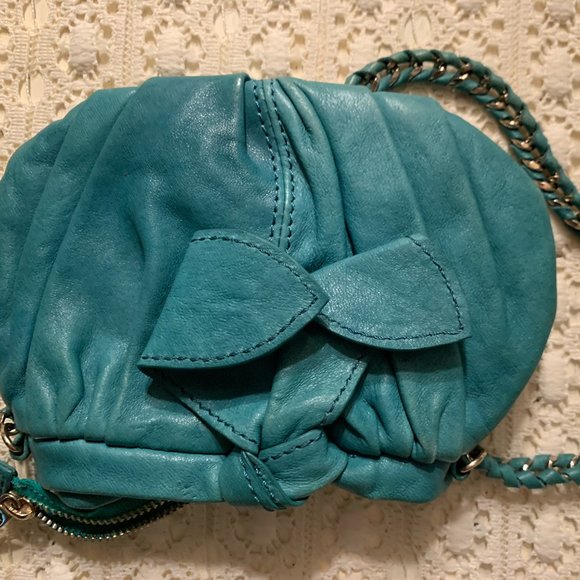 Little Lexie Night Out Turquoise Pebbled Shoulder - Picture 2 of 4